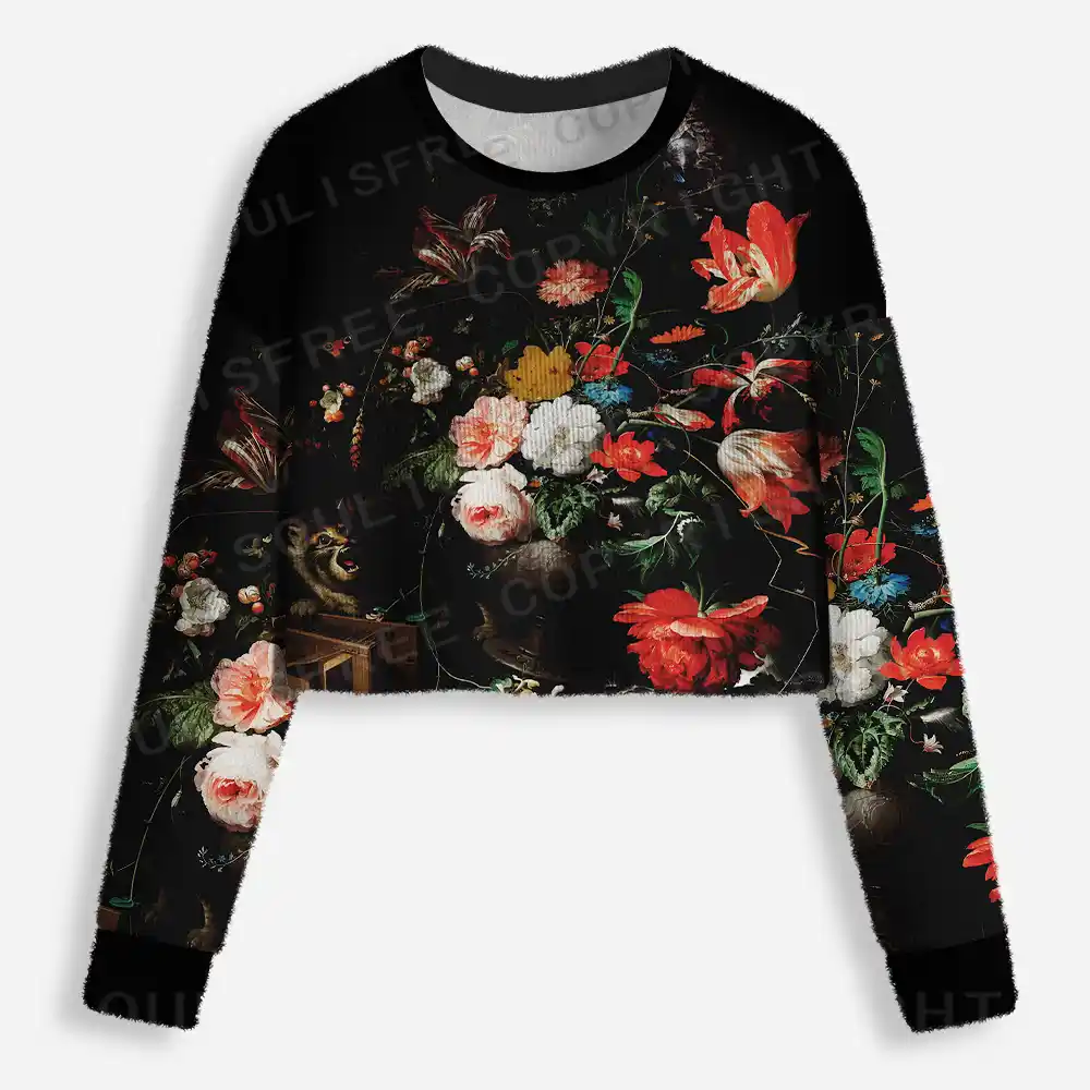 Dark Bouquet Cardigan Sweaters Cropped Ugly Christmas Sweater