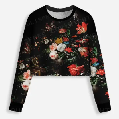 Dark Bouquet Cardigan Sweaters Cropped Ugly Christmas Sweater