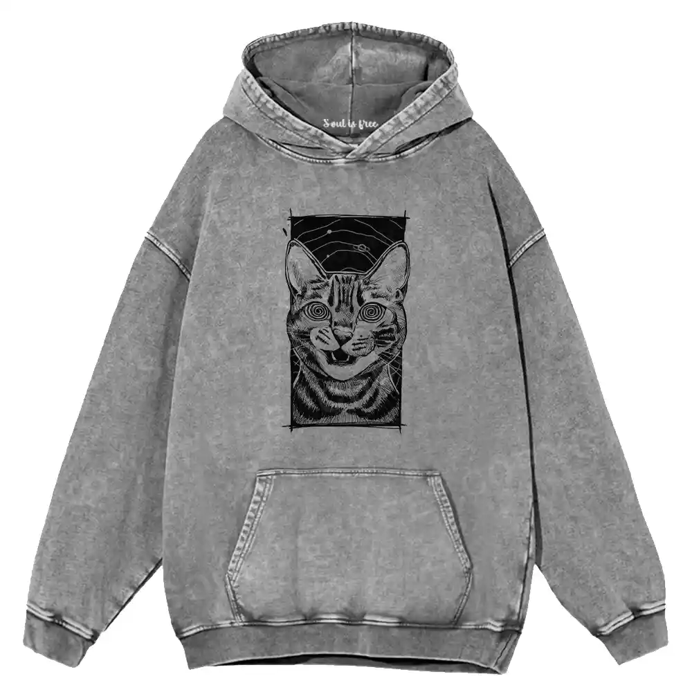 Hypnotic Cat Washed Hoodie