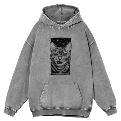 Hypnotic Cat Washed Hoodie
