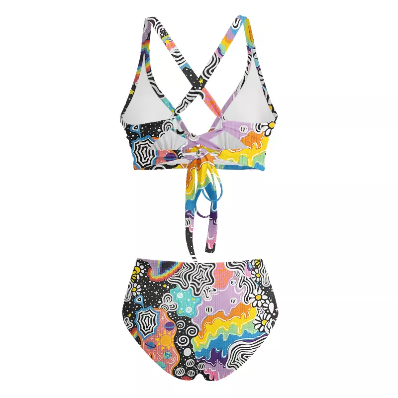 Soulisfree Psychedelic Vortex Collage Glitch Cross Bikini