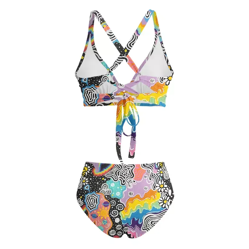 Soulisfree Psychedelic Vortex Collage Glitch Cross Bikini