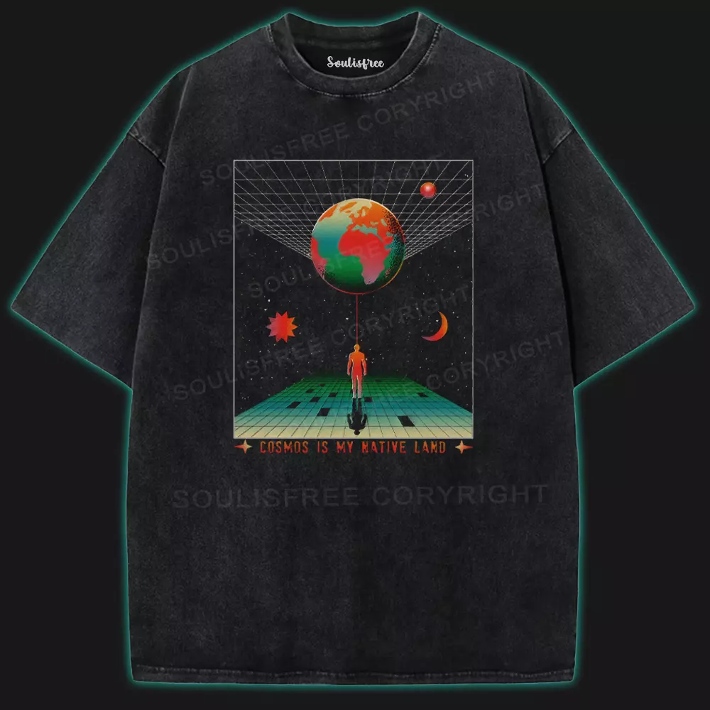 COSMOS IS MY NATIVE LAND Washed Space T-shirt