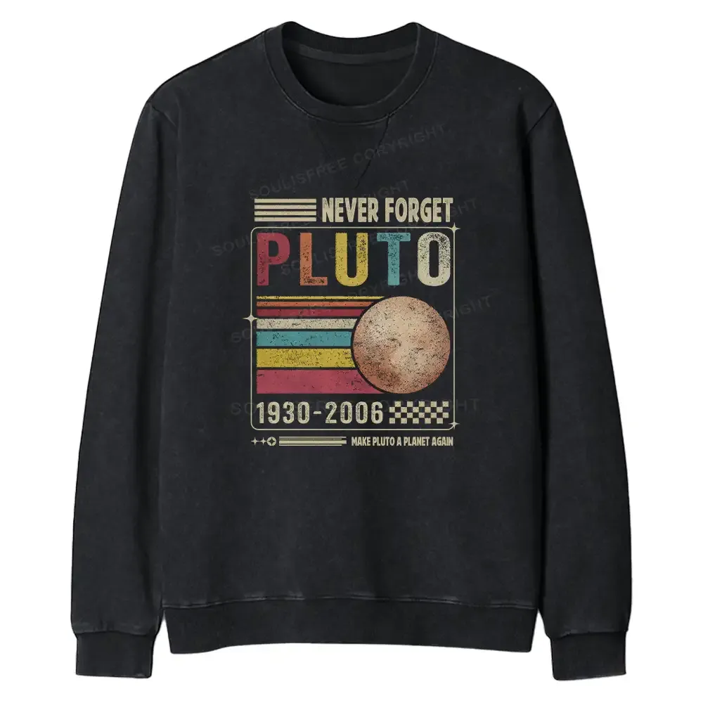 Designed Never Forget Pluto Regular Fit Washed Sweatshirt