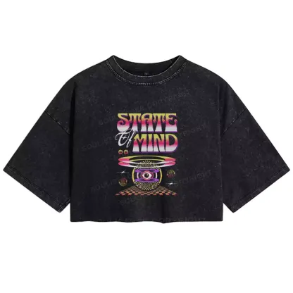 STATE OF MIND Washed Crop T-shirt