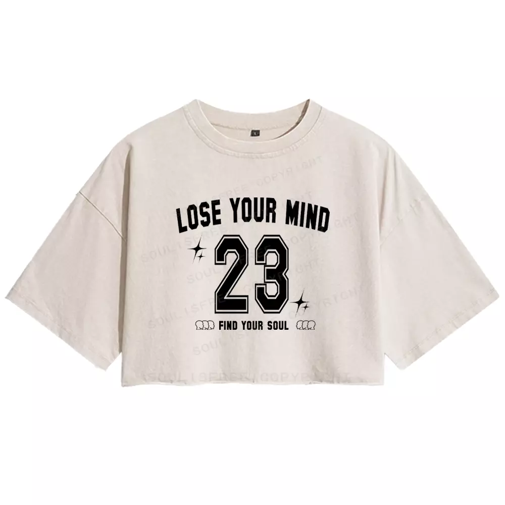 Personalized Lose Mind Washed Crop T-shirt