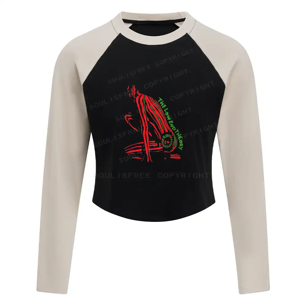 The Low End Theory Color Block Raglan Long Sleeve Crop Top