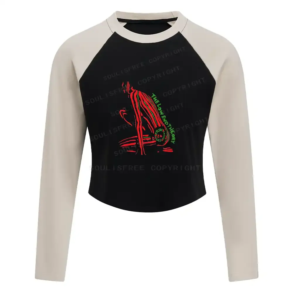 Designed The Low End Theory Color Block Raglan Long Sleeve Crop Top