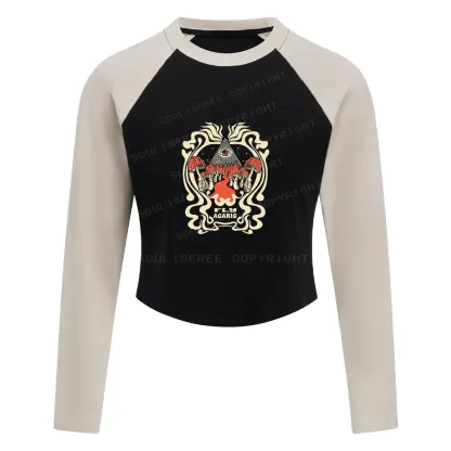 Magic Pyramid Block Raglan Long Sleeve Crop Top