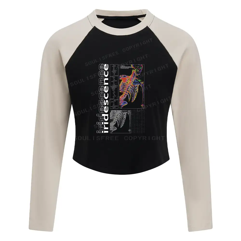 Truly On The Inside Block Raglan Long Sleeve Crop Top