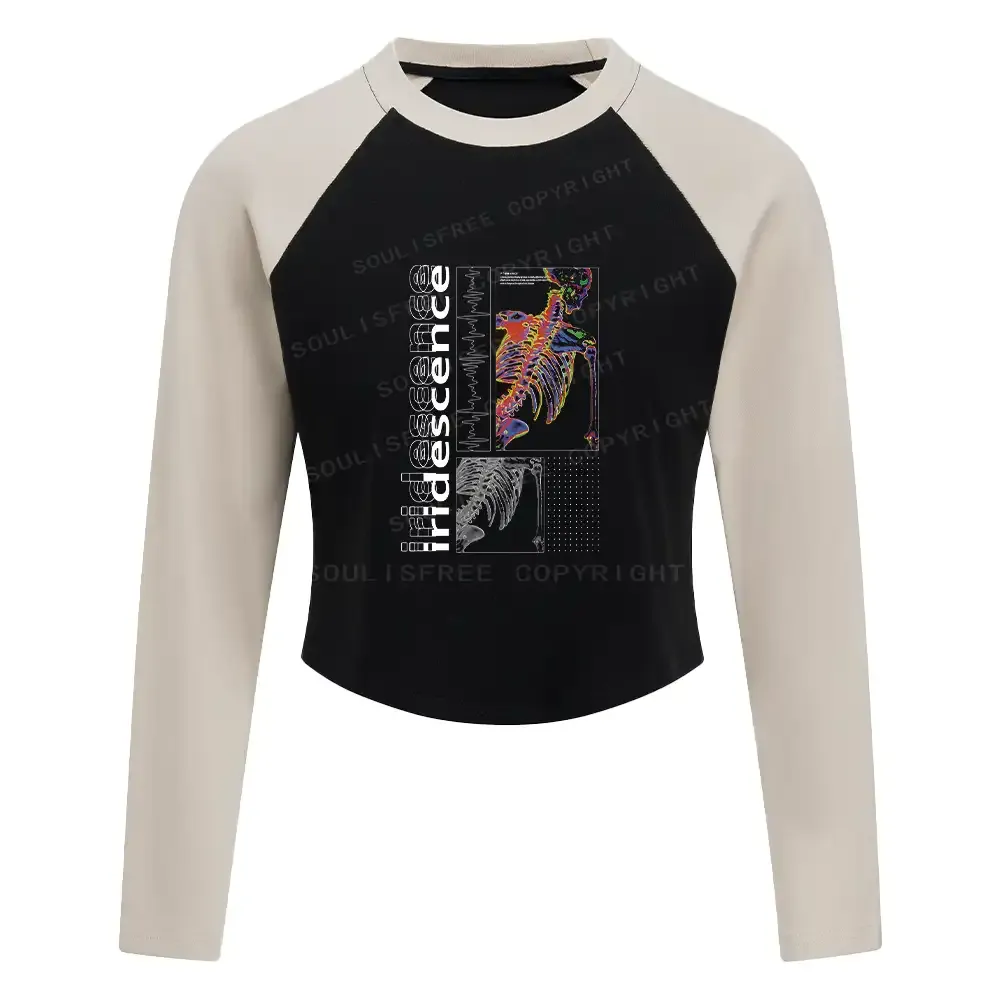 Designed Truly On The Inside Block Raglan Long Sleeve Crop Top