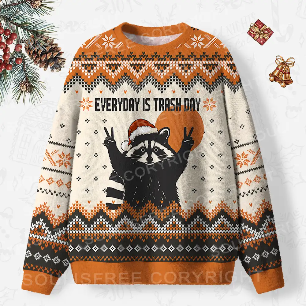 Everyday Is Trash Day Ugly Christmas Knit Sweatshirt
