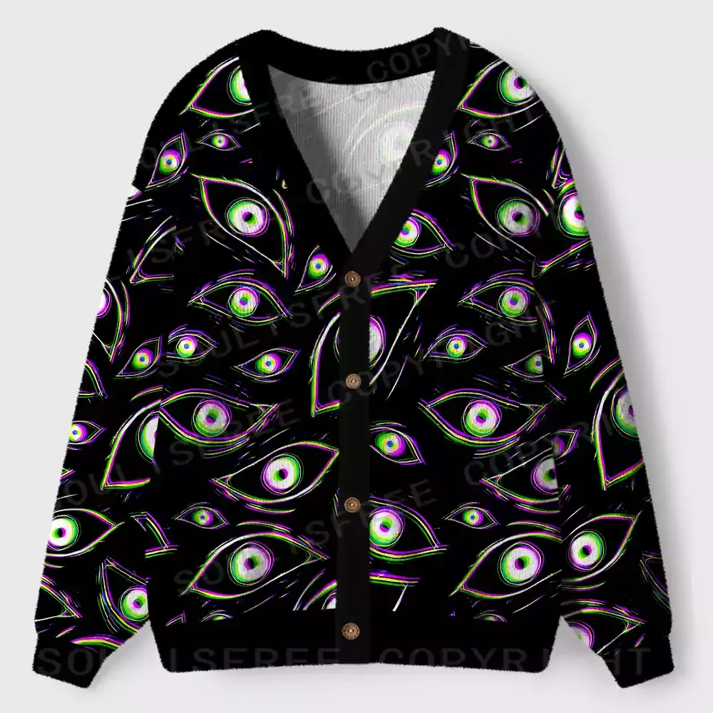 Designed Glitch Vision Ugly Cardigan Sweaters