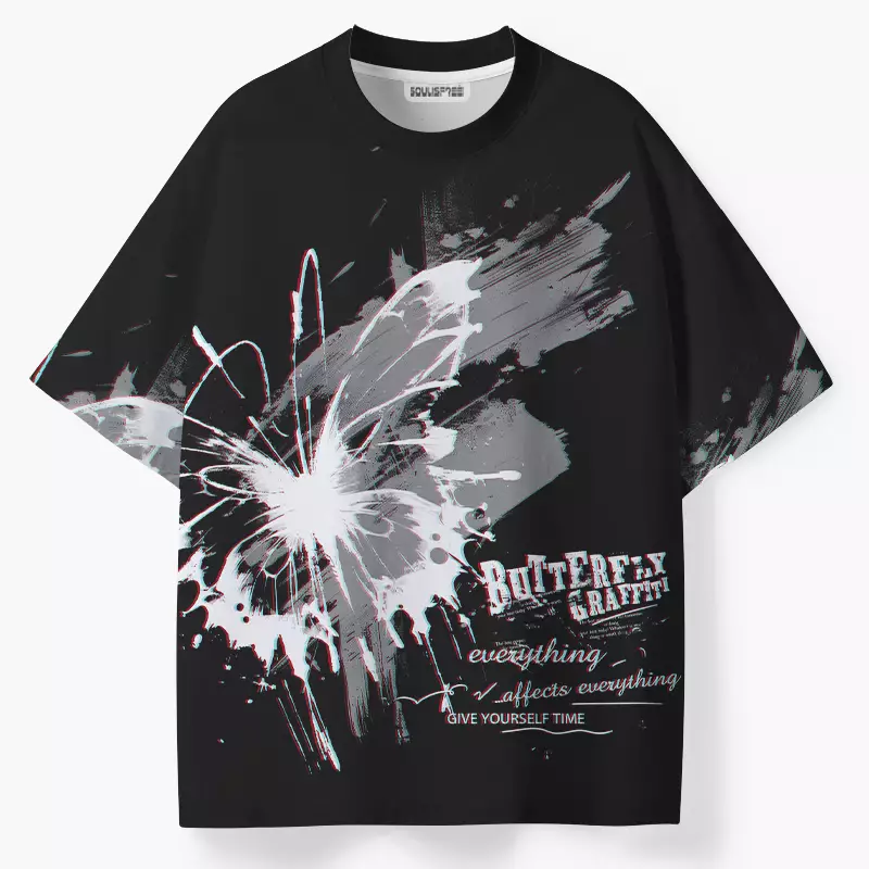 Soulisfree BUTTERFLY GRAFFITI ECO‑PERF Graphic Tee