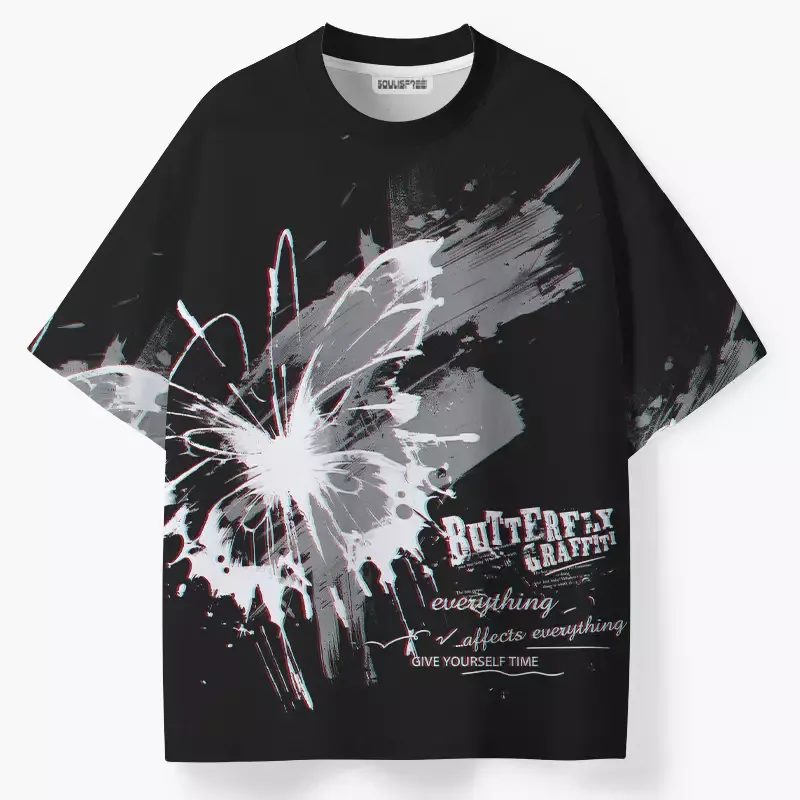 Soulisfree BUTTERFLY GRAFFITI ECO‑PERF Graphic Tee