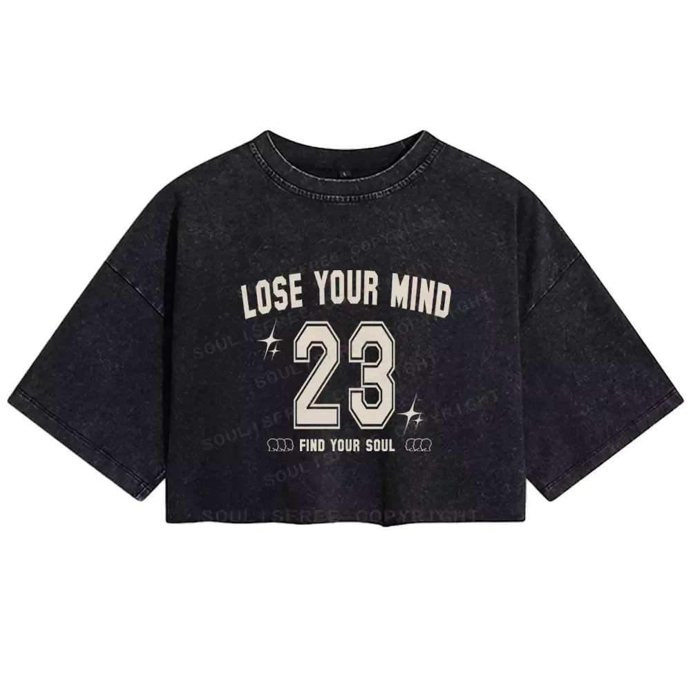Personalized Lose Mind Washed Crop T-shirt