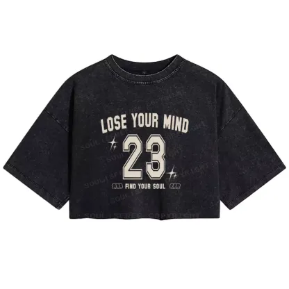 Personalized Lose Mind Washed Crop T-shirt