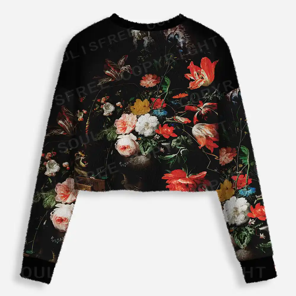 Dark Bouquet Cardigan Sweaters Cropped Ugly Christmas Sweater