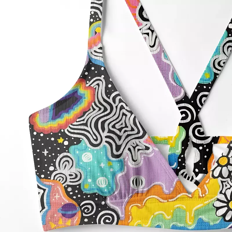 Soulisfree Psychedelic Vortex Collage Glitch Cross Bikini