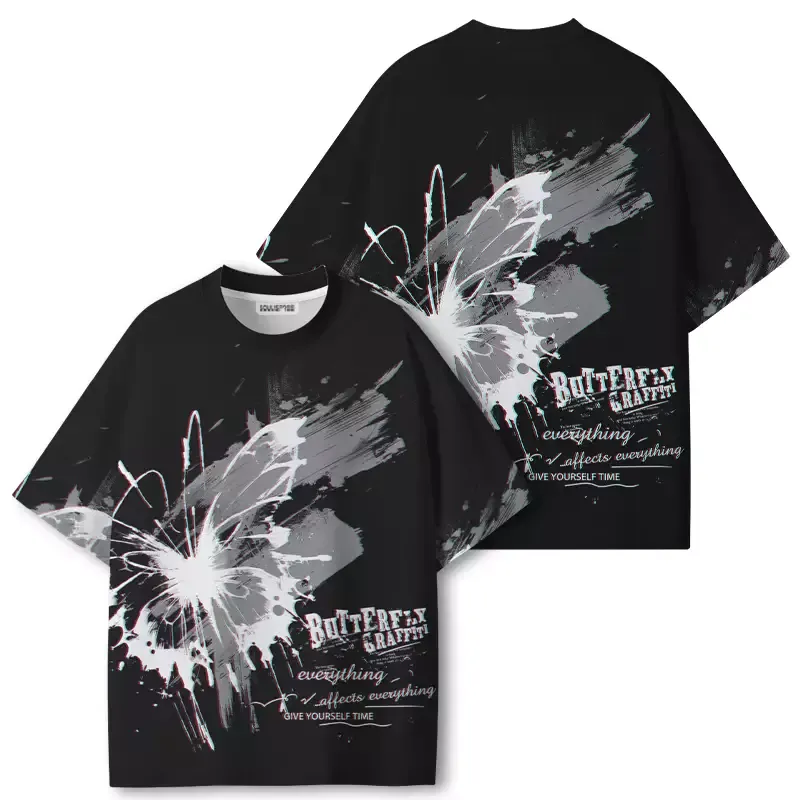 Soulisfree BUTTERFLY GRAFFITI ECO‑PERF Graphic Tee
