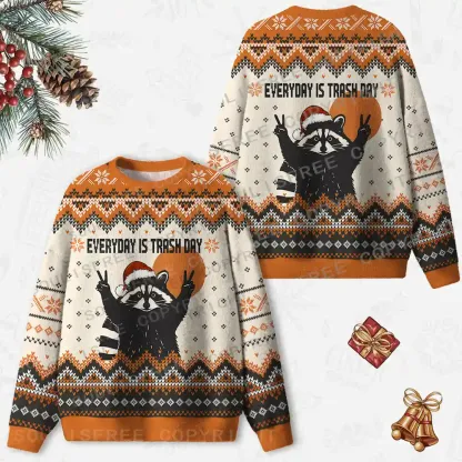 Everyday Is Trash Day Ugly Christmas Knit Sweatshirt
