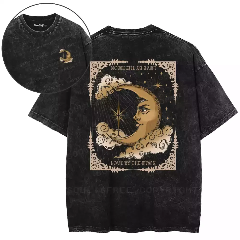 Gilded Lunar Face Mantra Washed T-shirt