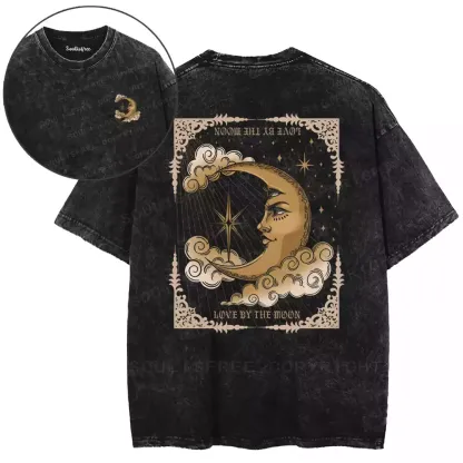 Gilded Lunar Face Mantra Washed T-shirt