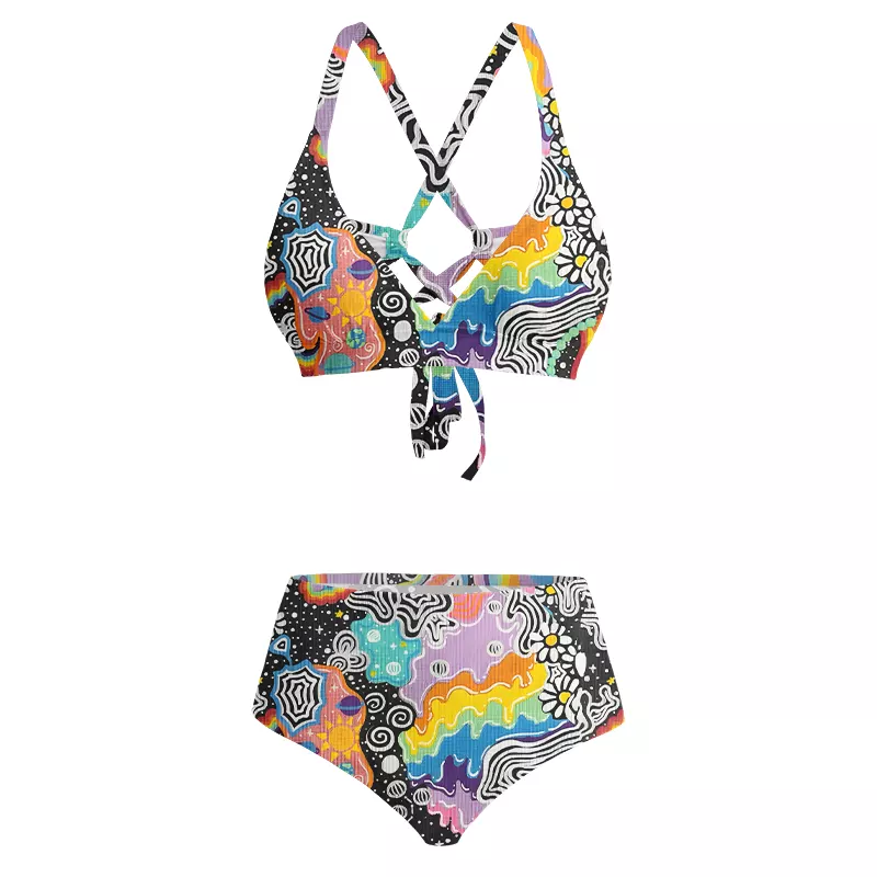 Soulisfree Psychedelic Vortex Collage Glitch Cross Bikini