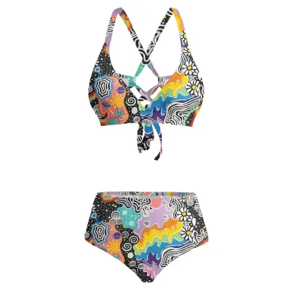 Soulisfree Psychedelic Vortex Collage Glitch Cross Bikini