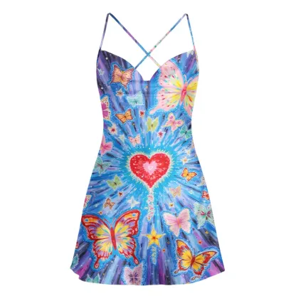 Soulisfree Stellar Wings  Cowl Neck Satin Mini Dress
