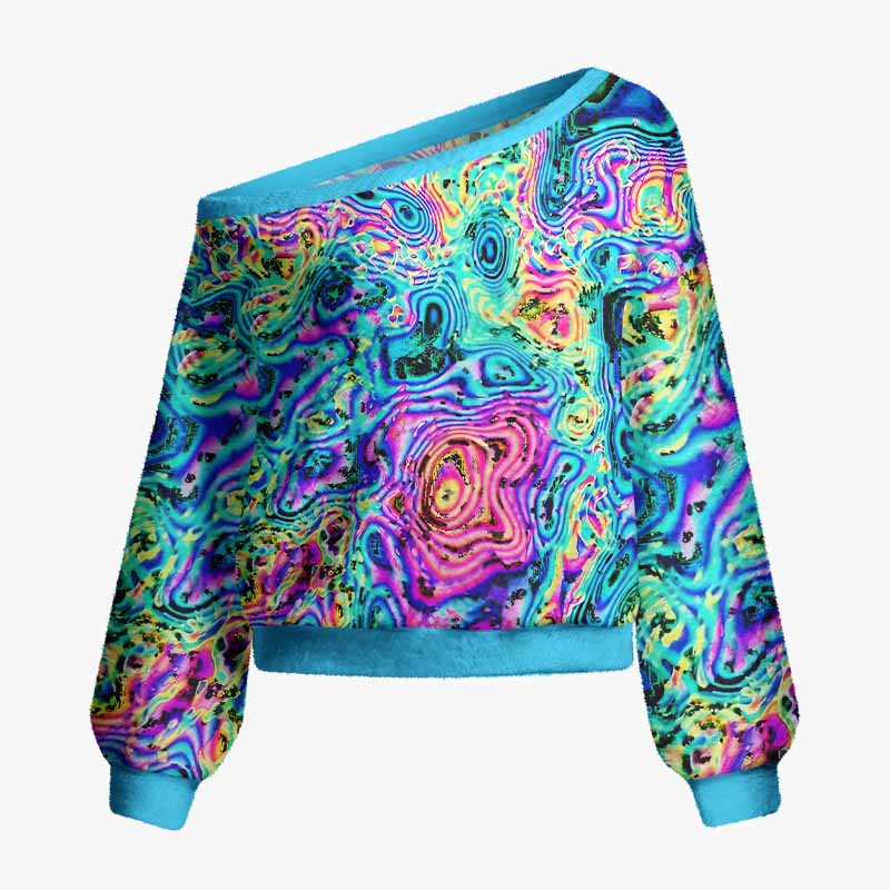 Soulisfree Liquid Dreams Fuzzy Off-Shoulder Sweater