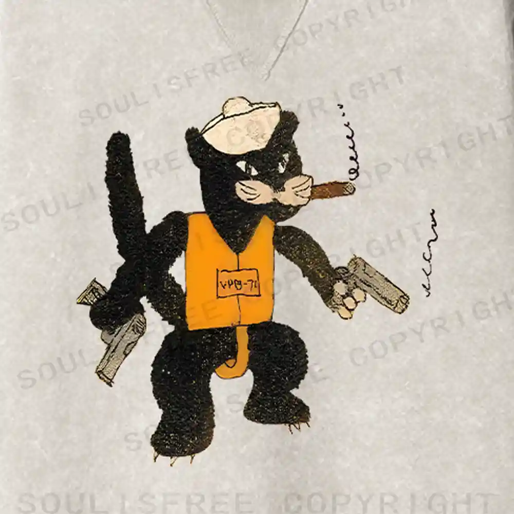 Black Cat Patrol Squadron Fit Washed Sweatshirt