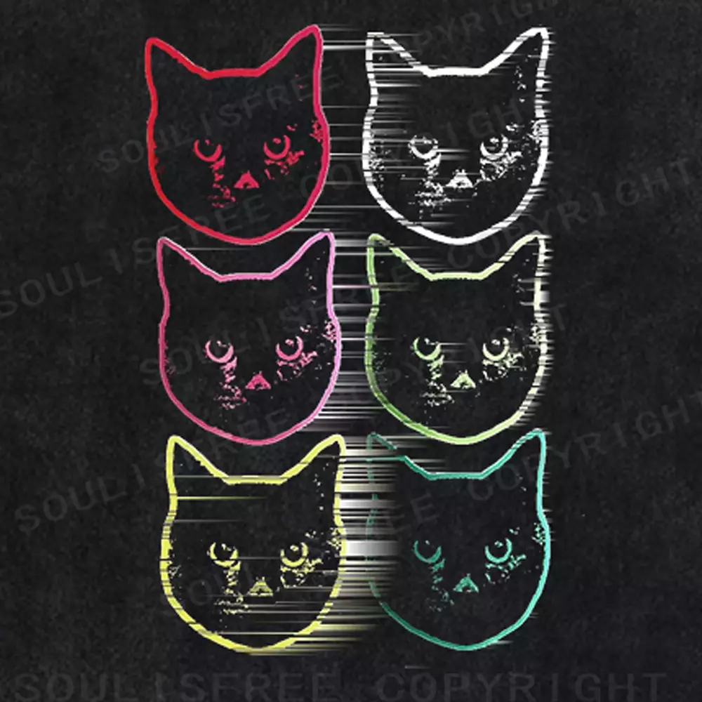 Soulisfree Feline Frequency Shift Washed Tee