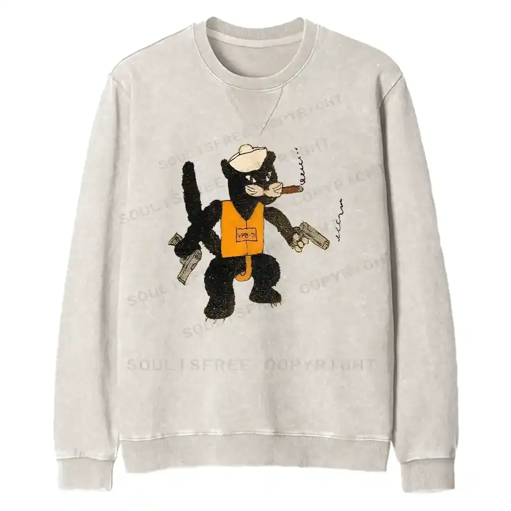 Black Cat Patrol Squadron Fit Washed Sweatshirt