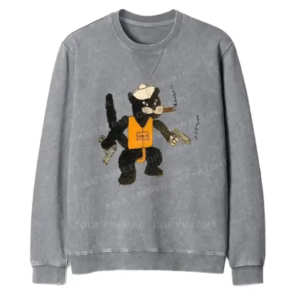 Black Cat Patrol Squadron Fit Washed Sweatshirt