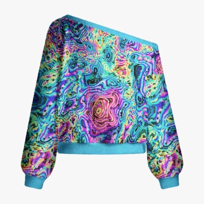 Soulisfree Liquid Dreams Fuzzy Off-Shoulder Sweater