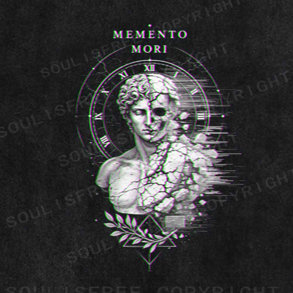Soulisfree  Glitch Memento Mori Washed Tee