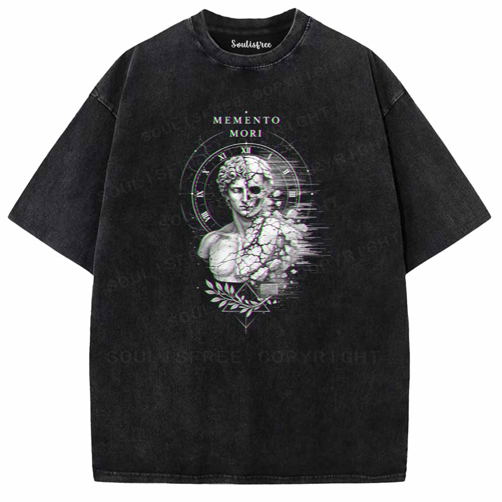 Soulisfree  Glitch Memento Mori Washed Tee