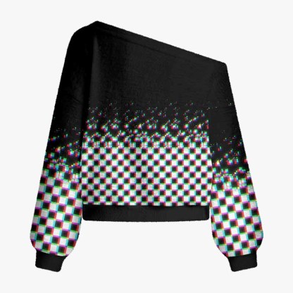 Soulisfree Broken Signal Fuzzy Off-Shoulder Sweater