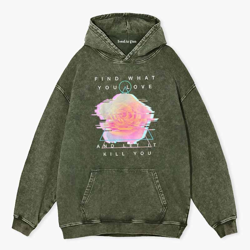 Soulisfree   Glitch Bloom & Obsessed Love Washed Hoodie