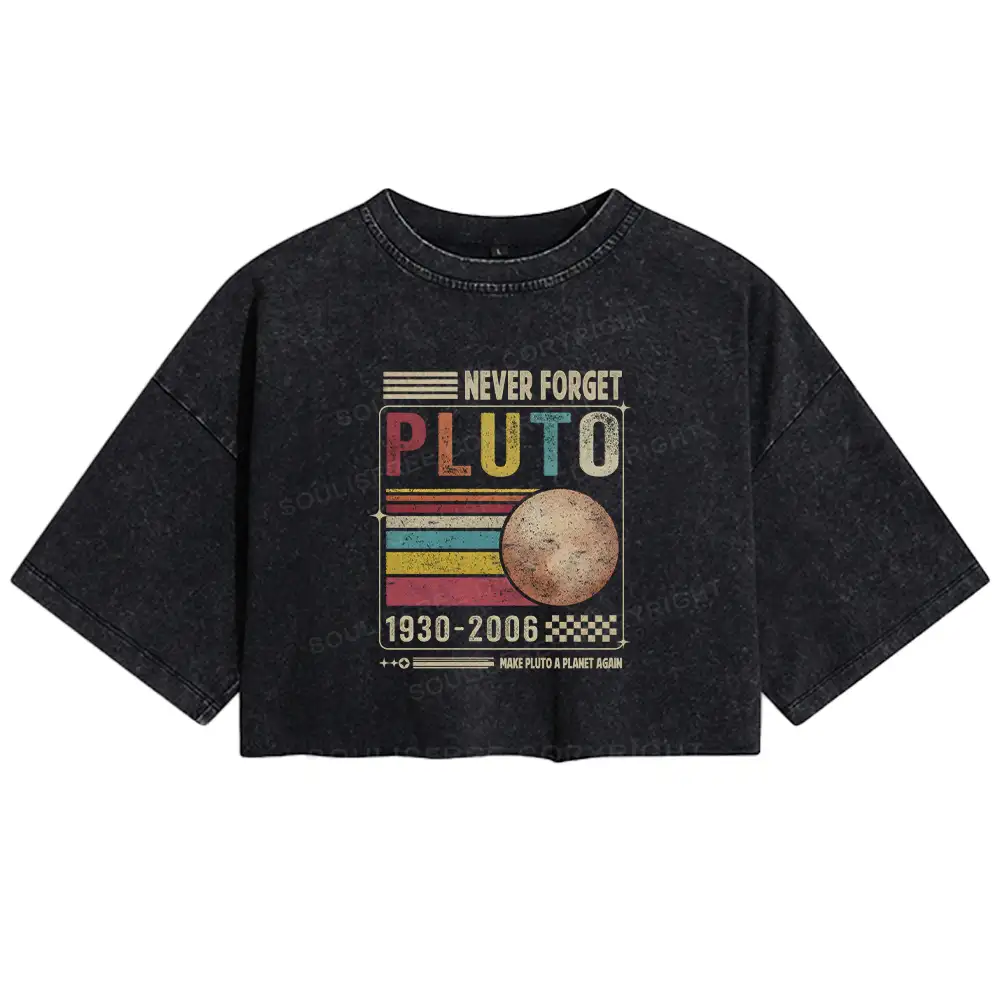 Never Forget Pluto Washed Crop T-shirt