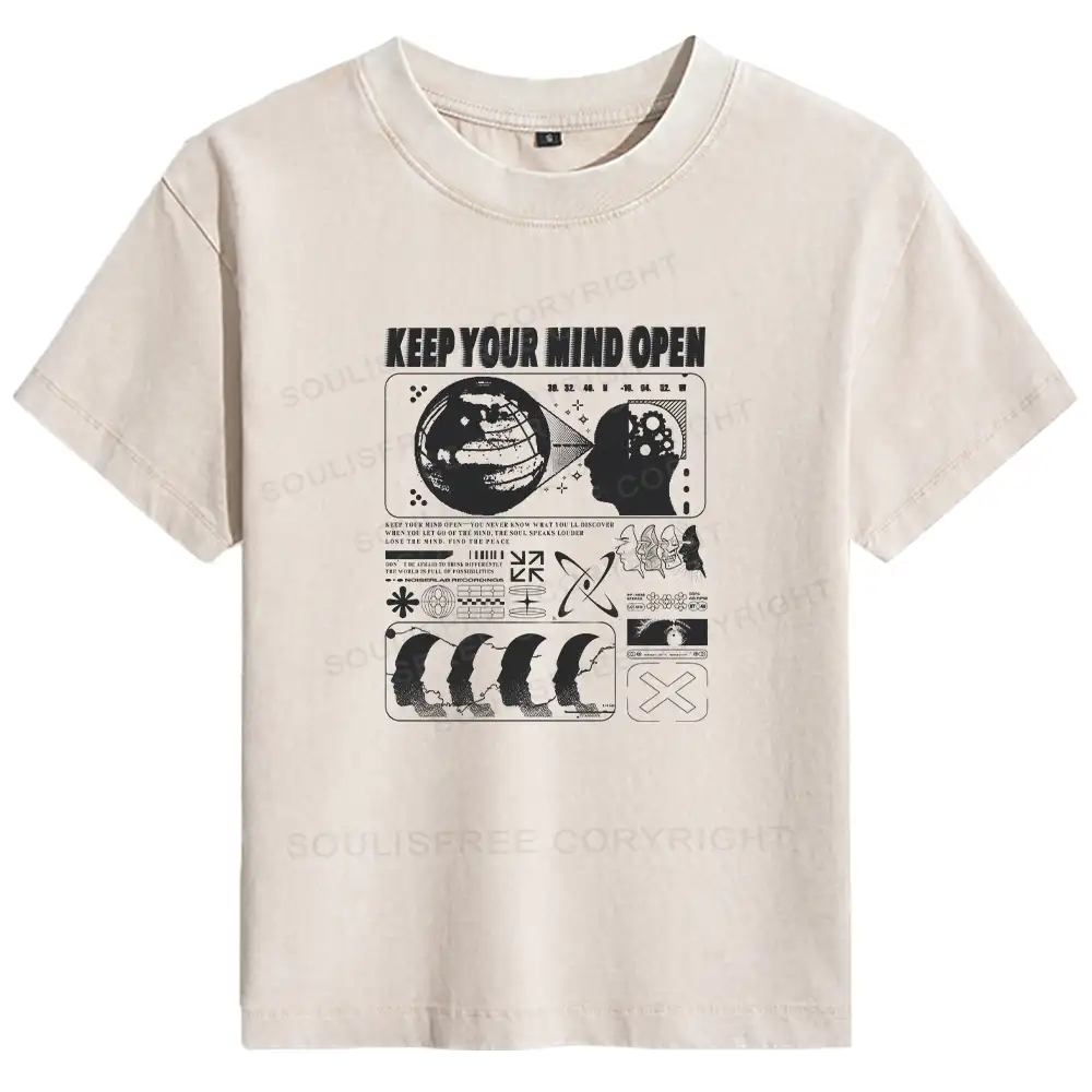 Keep Your Mind Open Basic Washed T-shirt