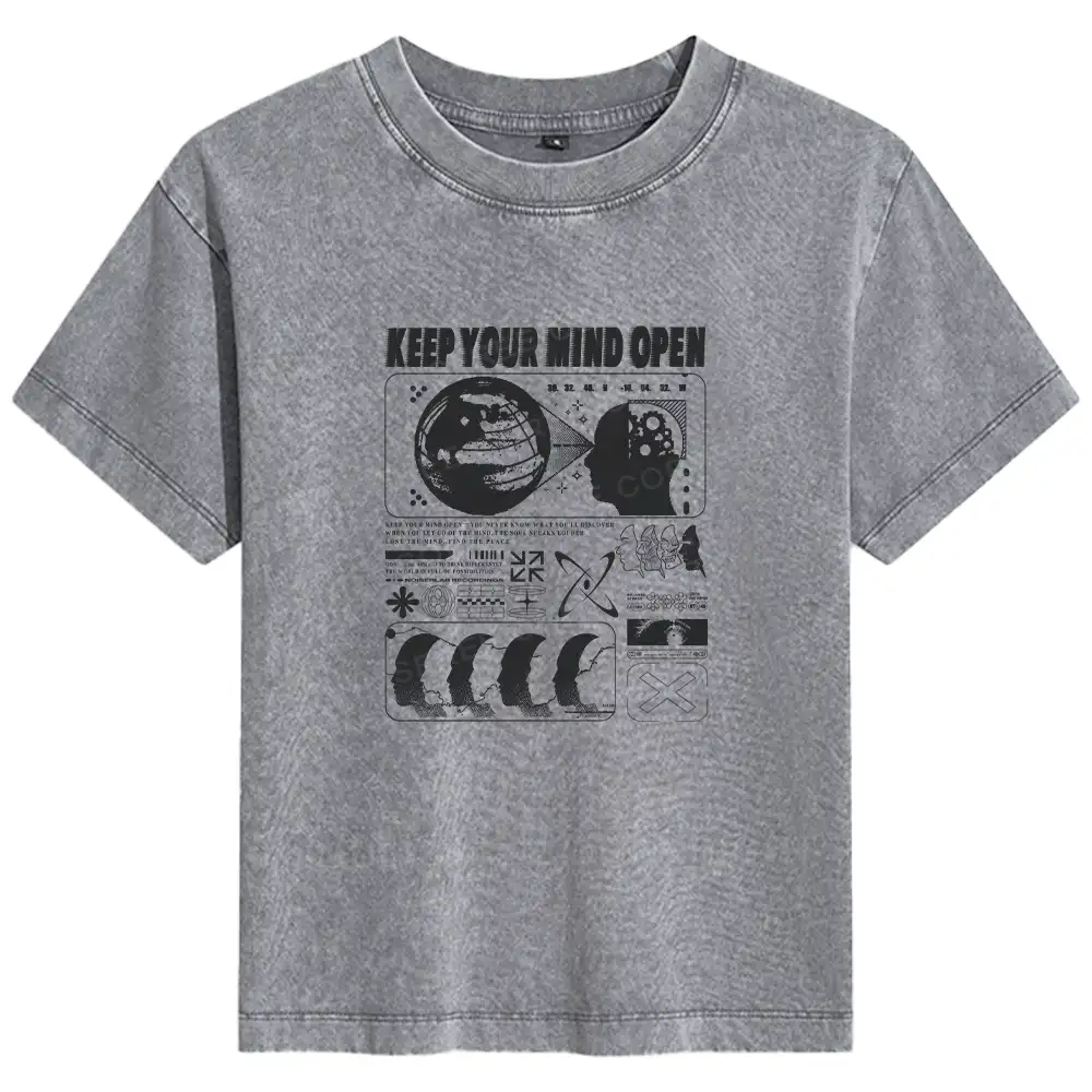 Keep Your Mind Open Basic Washed T-shirt