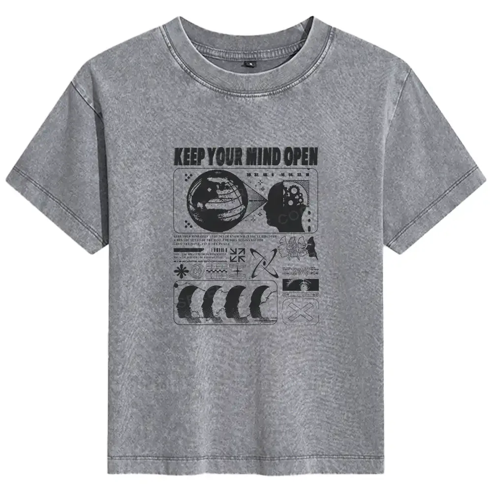 Keep Your Mind Open Basic Washed T-shirt