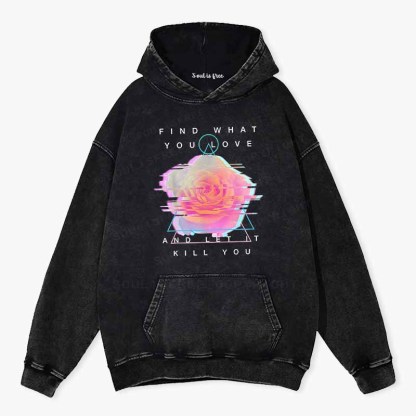 Soulisfree   Glitch Bloom & Obsessed Love Washed Hoodie