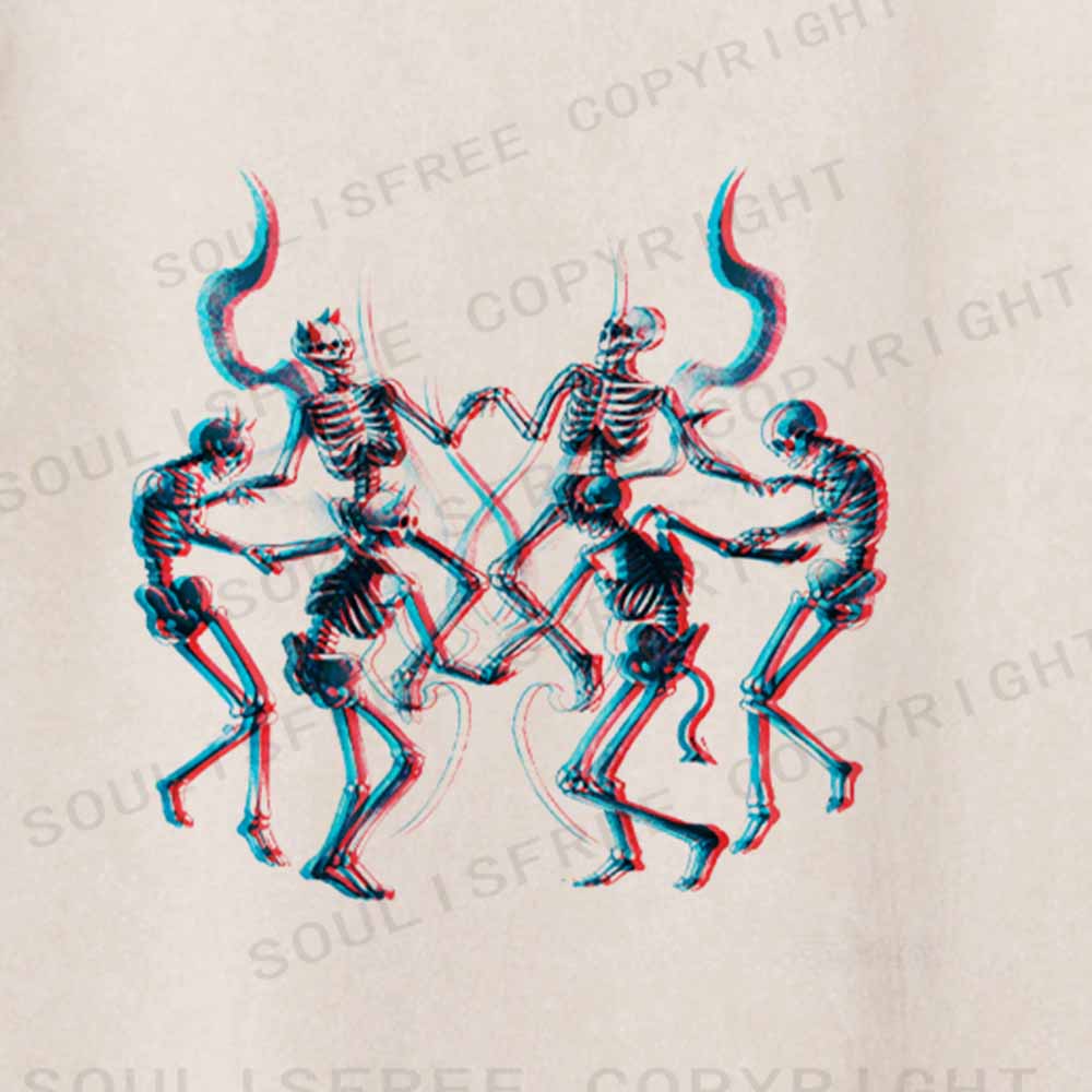 Soulisfree  Glitch Dancing Devil Skeletons Washed Tee