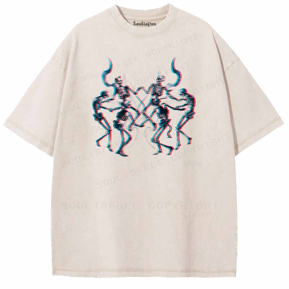 Soulisfree  Glitch Dancing Devil Skeletons Washed Tee
