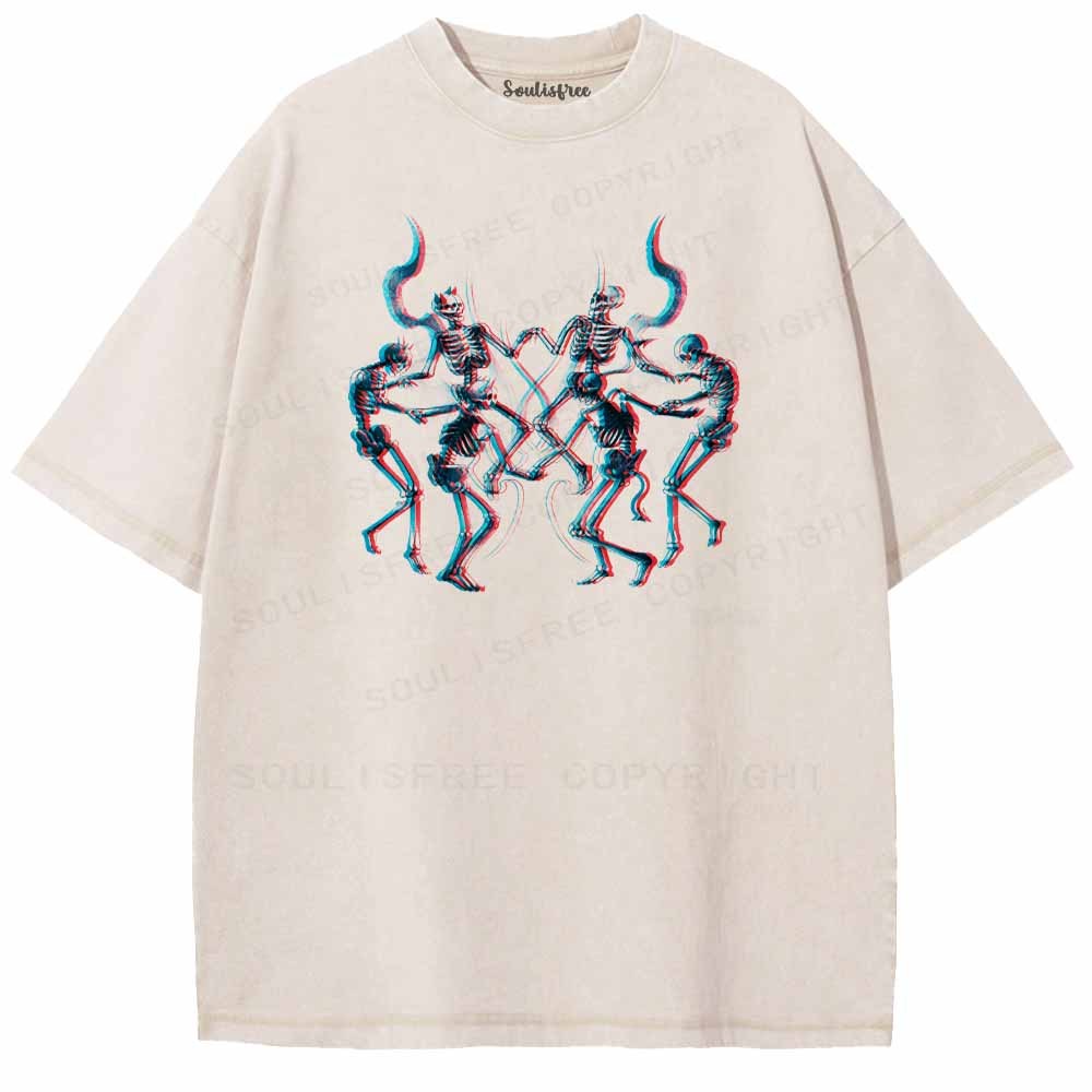 Soulisfree Glitch Dancing Devil Skeletons Washed Tee