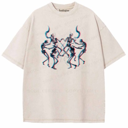 Soulisfree  Glitch Dancing Devil Skeletons Washed Tee