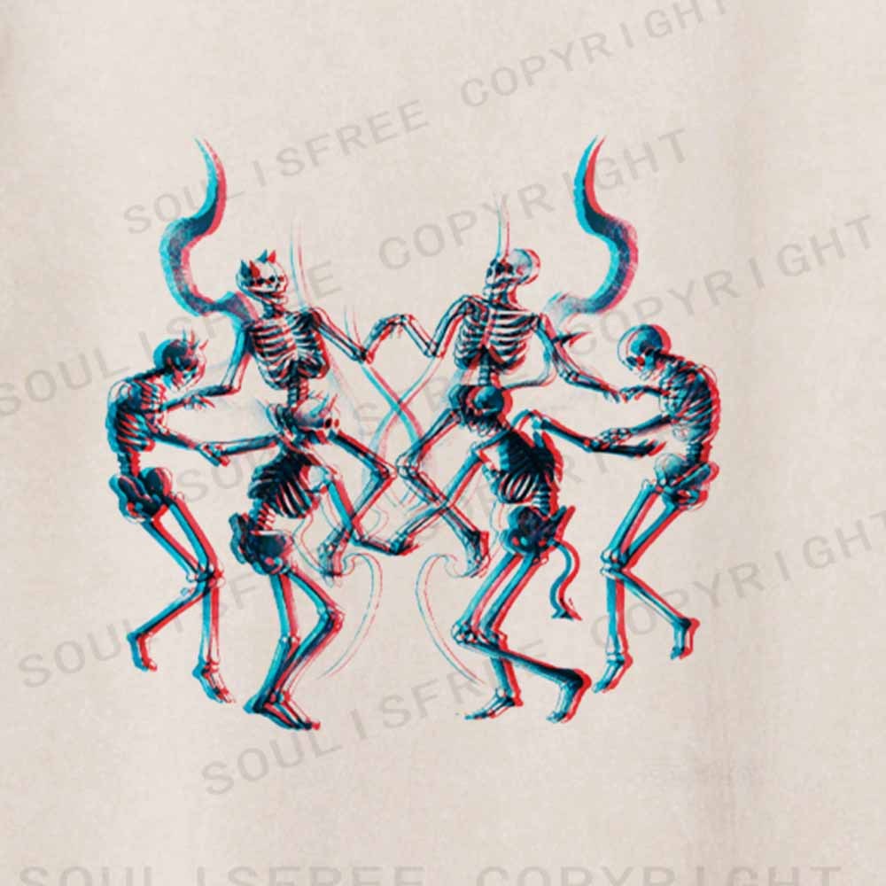 Soulisfree  Glitch Dancing Devil Skeletons Washed Tee